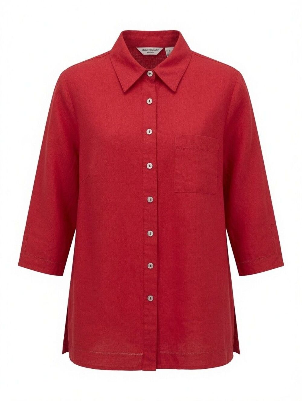 Richard Malcolm Irish Linen Tunic Blouse Plus Sz 1X Red Split Back Hem Resort EU